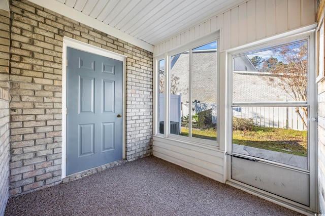 view of unfurnished sunroom