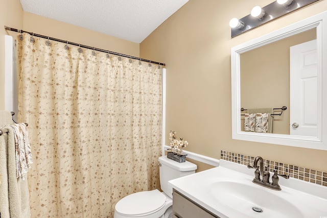 6634 Cinnamon Fern Ln, Myrtle Beach, SC 29588 - full bathroom with curtained shower, a textured ceiling, toilet, and vanity