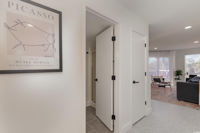 hallway featuring recessed lighting