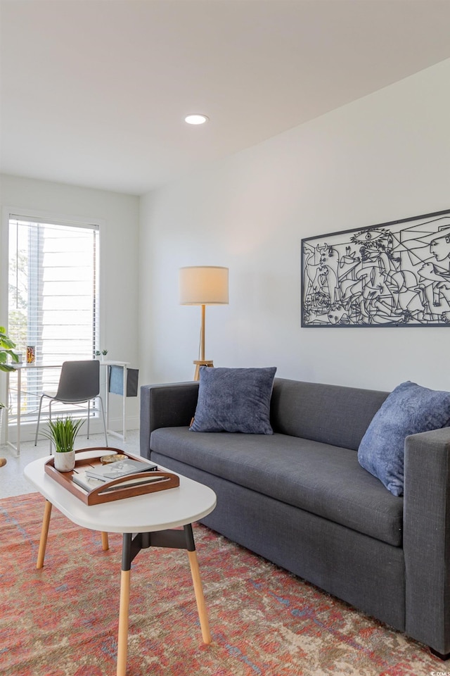 living room featuring recessed lighting