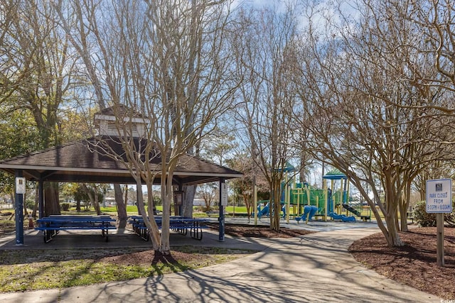 view of home's community featuring playground community and a gazebo