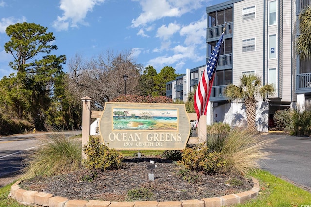 view of community sign