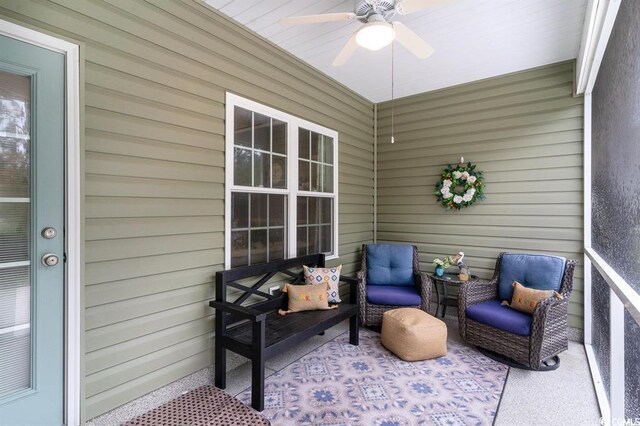 view of patio / terrace with a ceiling fan