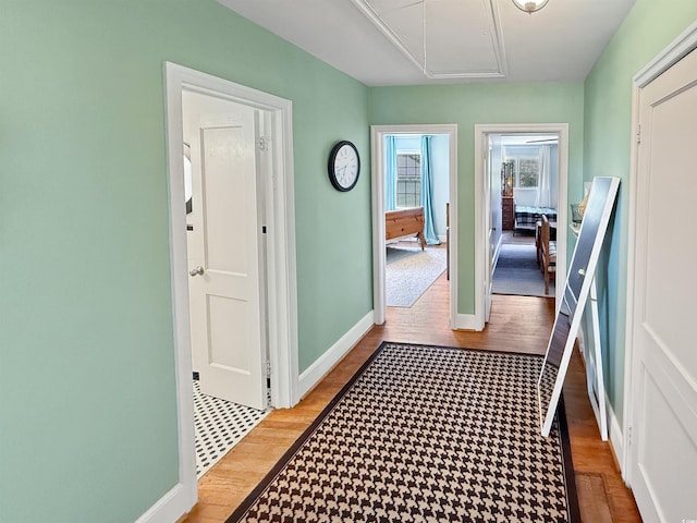 632 Magnolia Dr, Georgetown, SC 29440 - hall with attic access and light wood finished floors