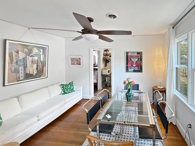 632 Magnolia Dr, Georgetown, SC 29440 - dining area featuring ceiling fan and wood finished floors