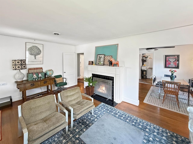 632 Magnolia Dr, Georgetown, SC 29440 - living area with a tile fireplace and wood finished floors