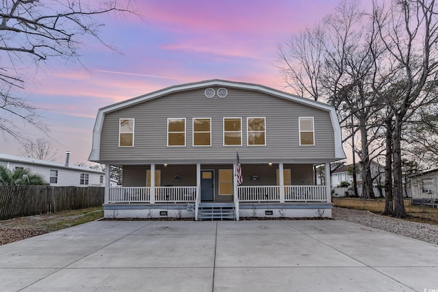 613 Calhoun Dr, Murrells Inlet, SC 29576 - view of front of property with a porch, crawl space, and a gambrel roof