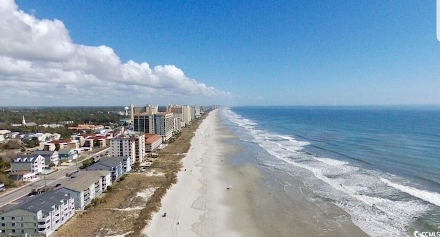 property view of water featuring a beach view