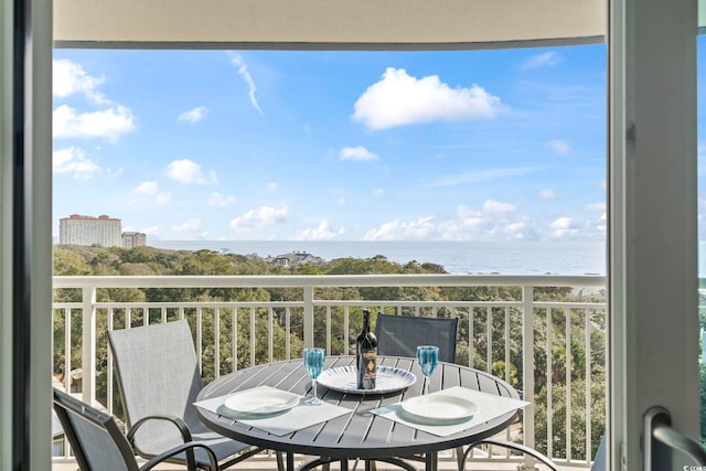 balcony with a water view