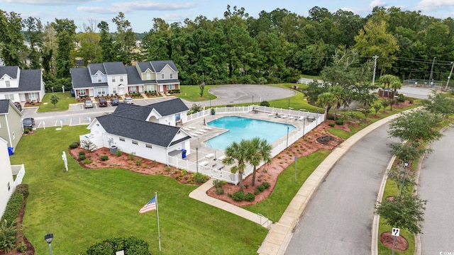 aerial view with a residential view