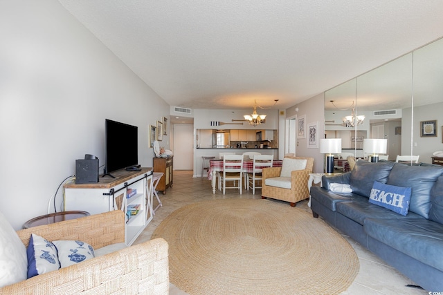 9820 Queensway Blvd Unit 301, Myrtle Beach, SC 29572 - living room featuring a chandelier and light tile patterned floors