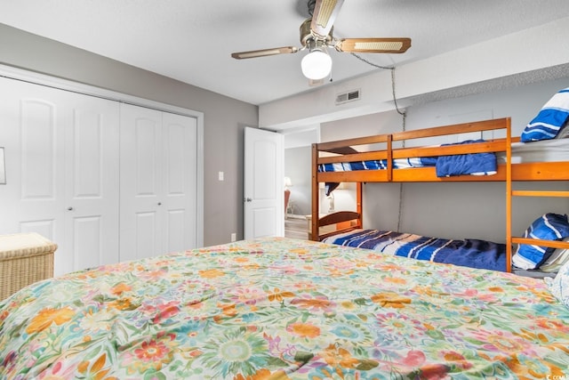 3308 S Ocean Blvd Unit 2-A, North Myrtle Beach, SC 29582 - bedroom featuring a closet and a ceiling fan