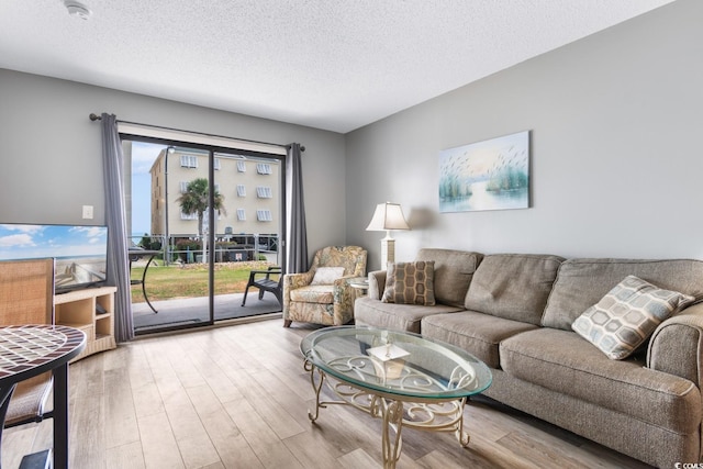 3308 S Ocean Blvd Unit 2-A, North Myrtle Beach, SC 29582 - living area featuring wood finished floors and a textured ceiling
