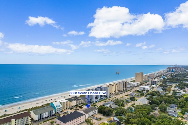 3308 S Ocean Blvd Unit 2-A, North Myrtle Beach, SC 29582 - drone / aerial view of waterfront with a beach