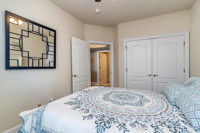 bedroom featuring a closet