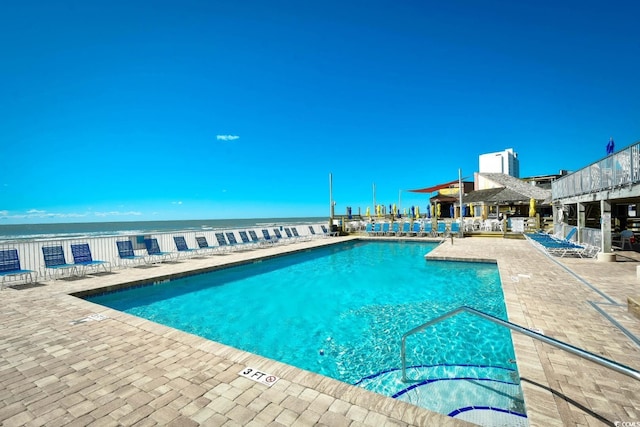 pool with a patio