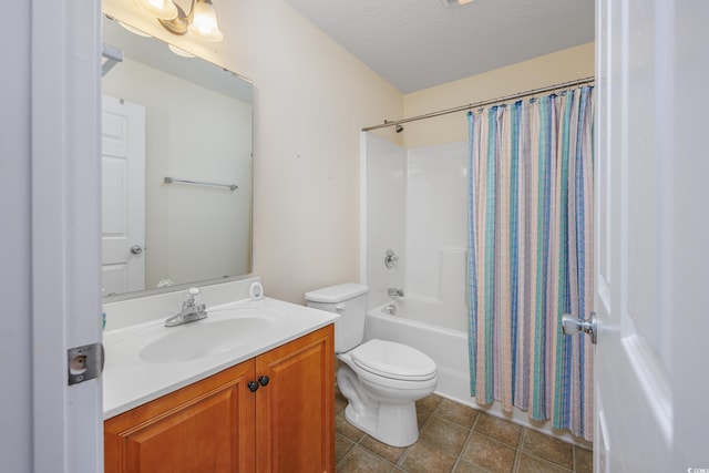 286 Bonnie Bridge Cir, Myrtle Beach, SC 29579 - full bathroom with vanity, toilet, shower / bath combo with shower curtain, tile patterned floors, and a textured ceiling