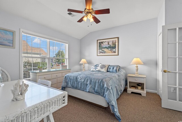 4517 Planters Row Way, Myrtle Beach, SC 29579 - bedroom with carpet flooring, vaulted ceiling, and ceiling fan