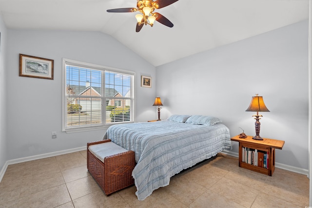 4517 Planters Row Way, Myrtle Beach, SC 29579 - bedroom with lofted ceiling, light tile patterned flooring, and ceiling fan