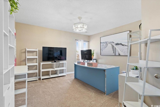 556 Cedar Lakes Dr, Little River, SC 29566 - home office with a chandelier, carpet, and a textured ceiling