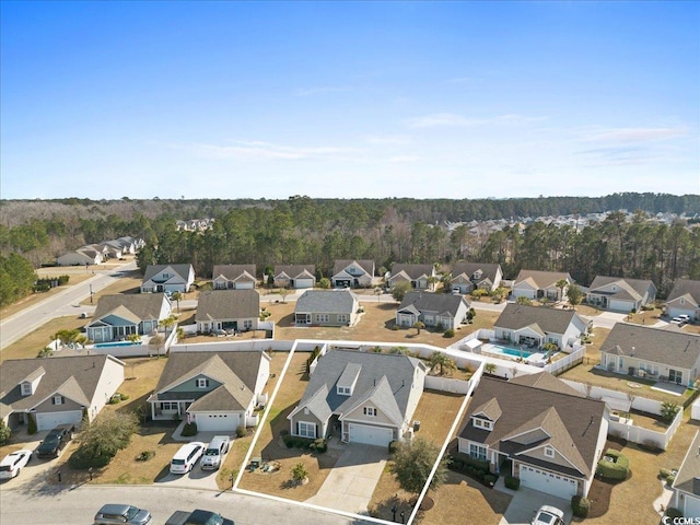 birds eye view of property with a residential view