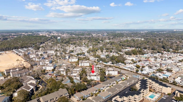 drone / aerial view with a residential view