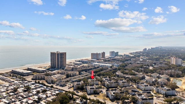 aerial view with a water view and a city view