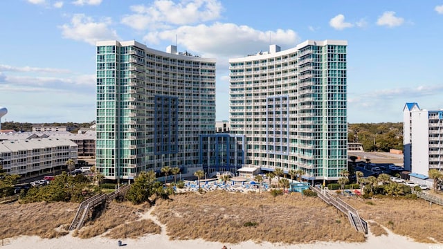 view of building exterior with a view of city