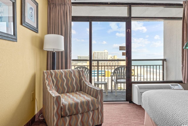 1501 S Ocean Blvd Unit 1005, Myrtle Beach, SC 29577 - bedroom with access to exterior, a textured wall, multiple windows, and a view of city