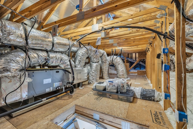 view of unfinished attic