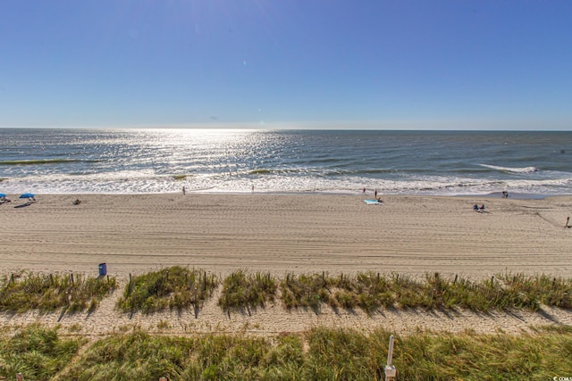 view of water feature with a view of the beach