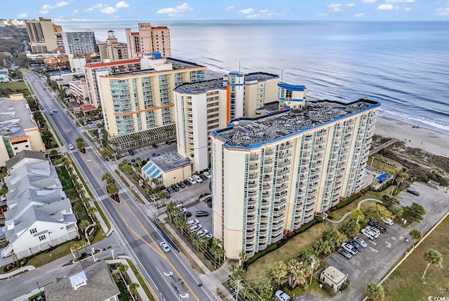 bird's eye view featuring a city view and a water view