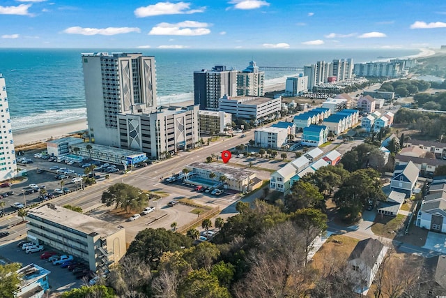 aerial view with a water view and a city view