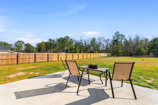 view of patio with a fenced backyard