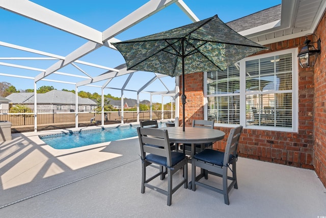 3516 Queens Harbour Blvd, Myrtle Beach, SC 29588 - view of patio / terrace featuring an outdoor pool, glass enclosure, and outdoor dining space