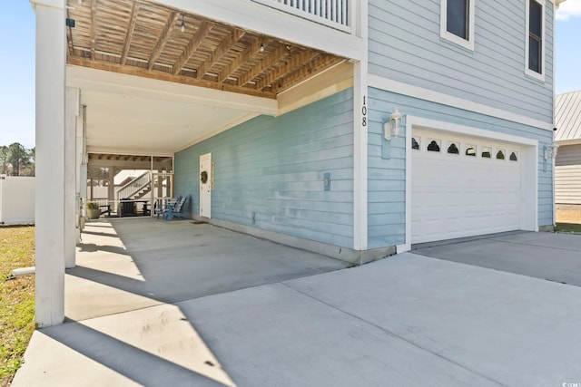 garage with driveway