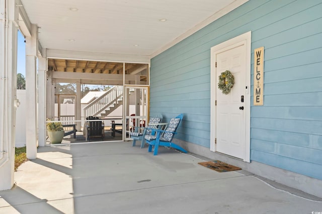 view of patio / terrace with stairs