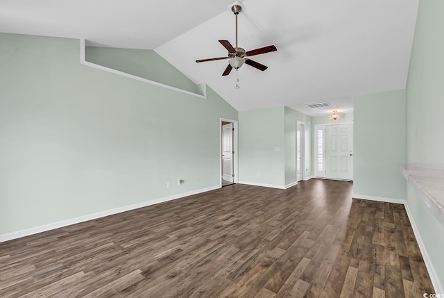 206 Balsa Dr, Longs, SC 29568 - unfurnished room featuring dark wood finished floors, a ceiling fan, and vaulted ceiling