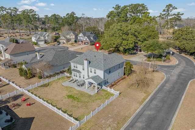 drone / aerial view with a residential view