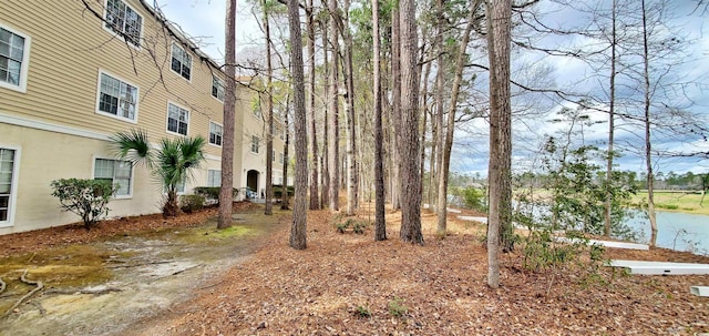 view of yard with a water view