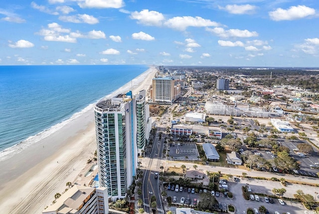 bird's eye view with a view of city, a water view, and a view of the beach