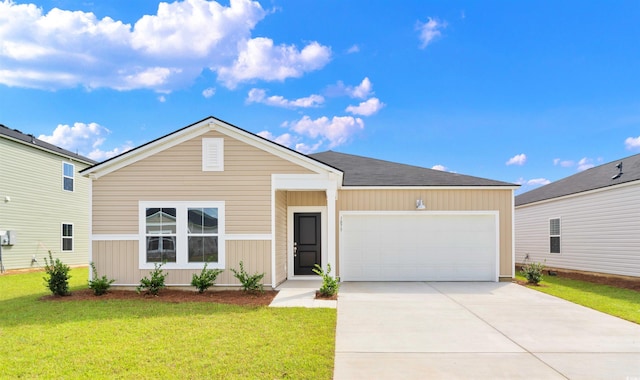 108 Saddle St, Conway, SC 29527 - view of front facade with an attached garage, a front lawn, and concrete driveway