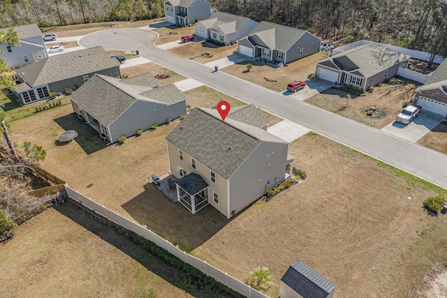 aerial view with a residential view