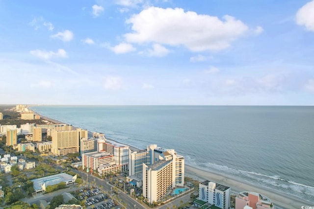 bird's eye view with a city view and a water view