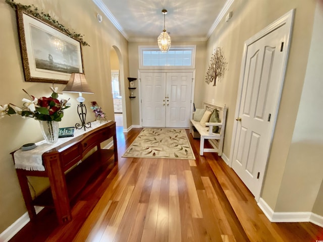 entryway with wood-type flooring and a wealth of natural light