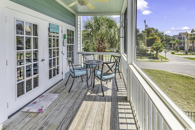 sunroom featuring french doors