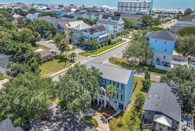 aerial view featuring a water view and a residential view