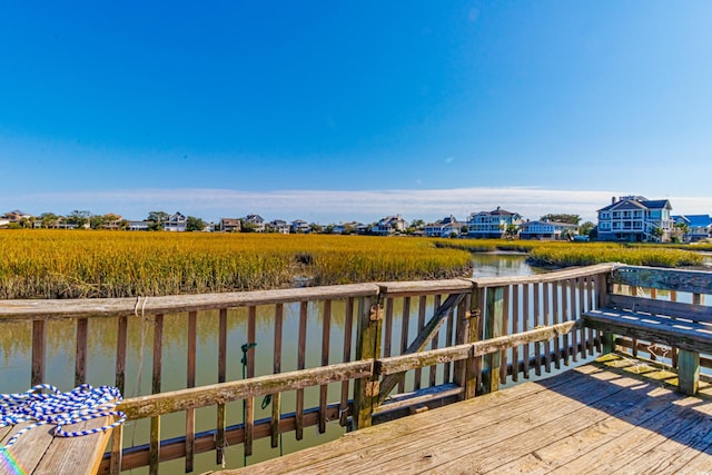 dock area with a water view