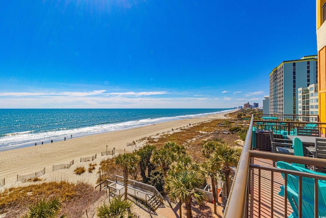 property view of water with a beach view