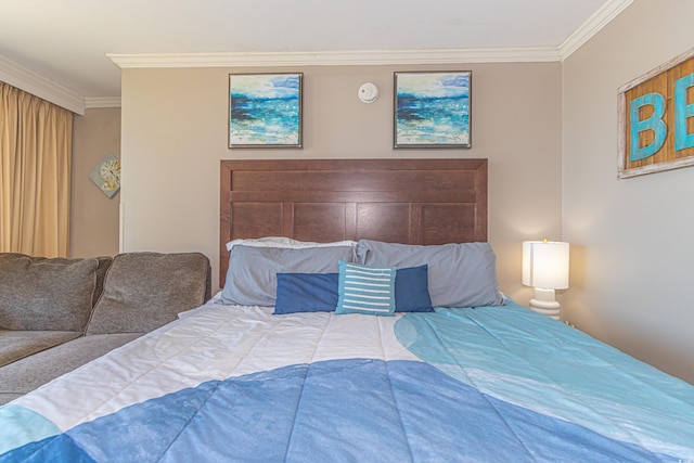 bedroom with ornamental molding